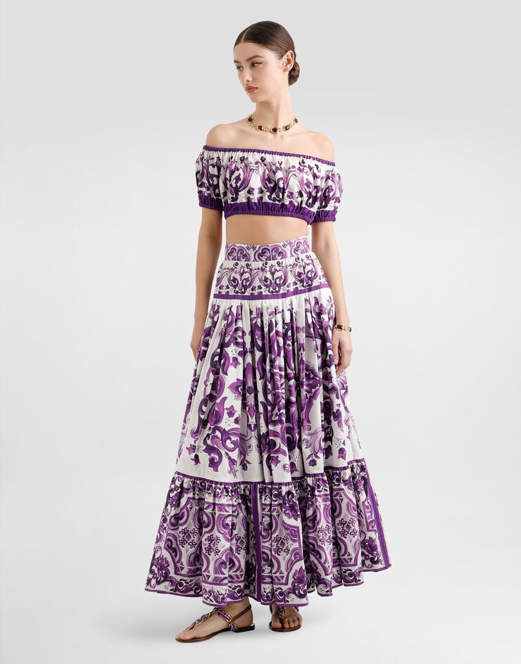 Dolce & Gabbana Majolica-print long skirt Multicolor F4CX0THH5EW