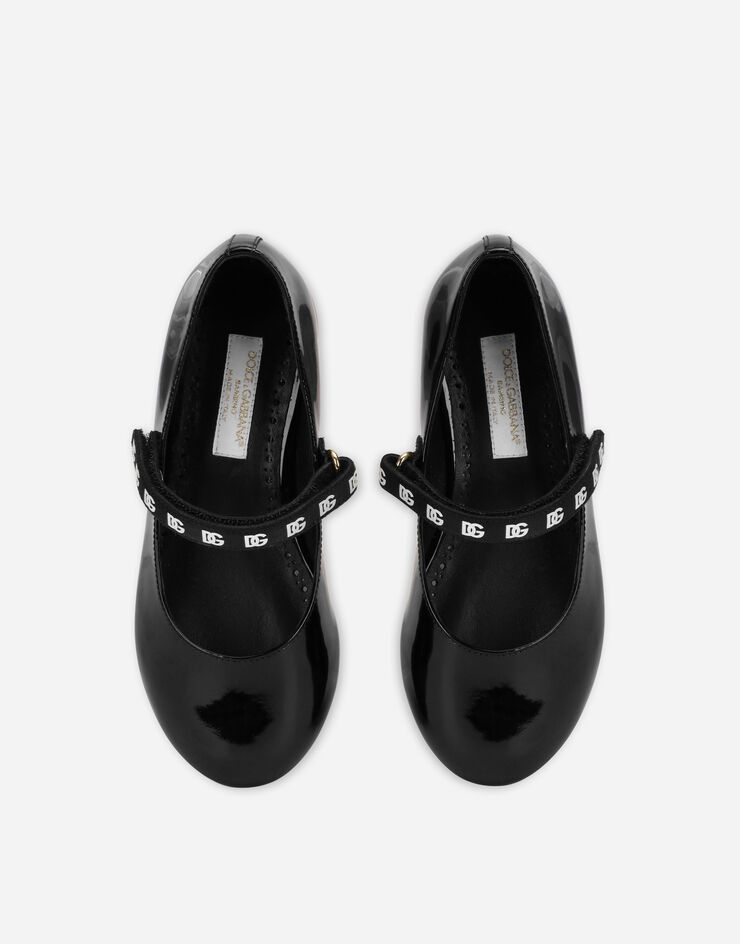 Dolce & Gabbana Patent leather ballet flats with DG-logo strap Black D11166A4831