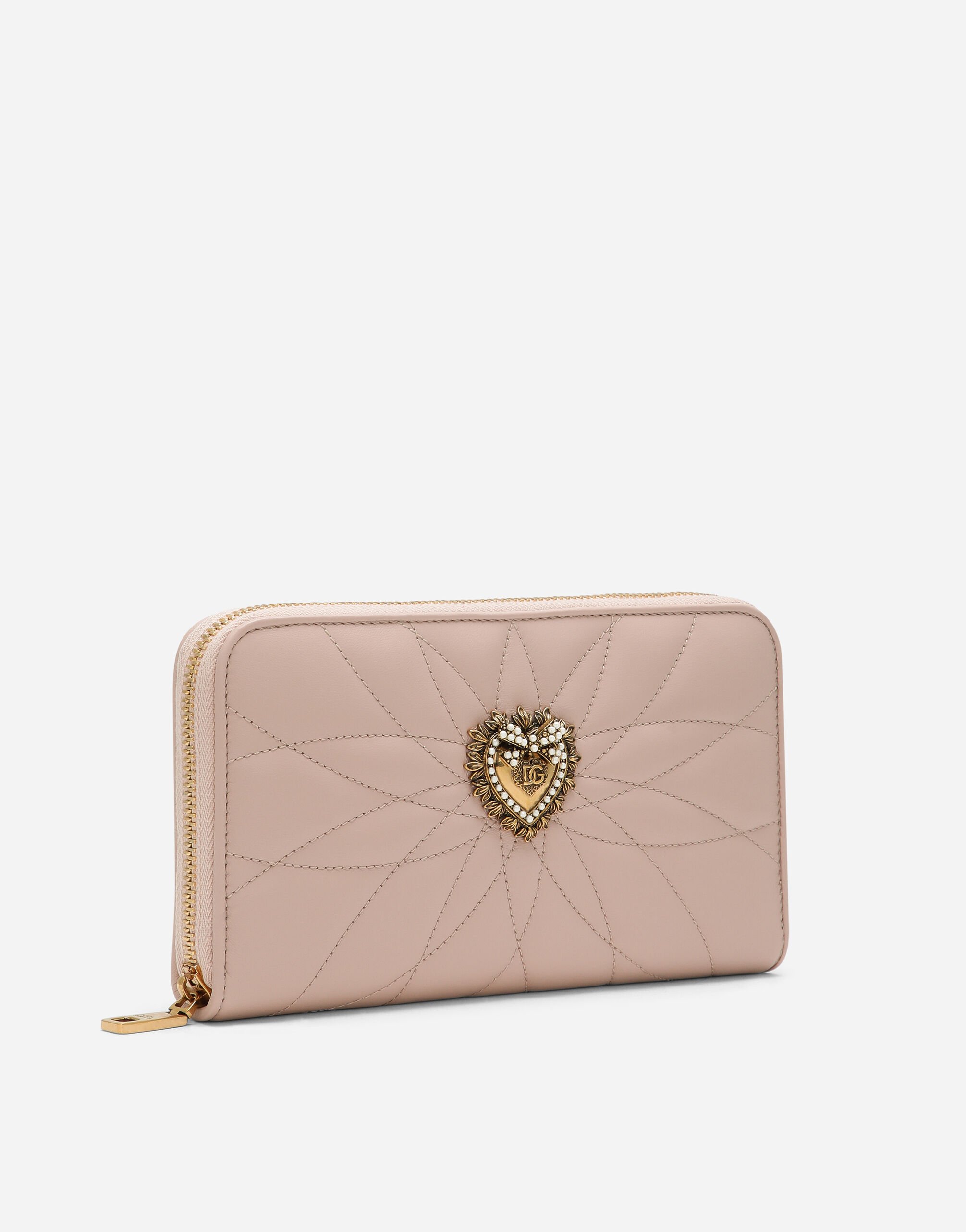 淡いピンクのウィメンズ ディヴォーション ジップアラウンドウォレット ナッパレザー | Dolce&Gabbana®