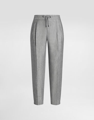 Dolce & Gabbana Pantalón en tela de lino lavada Gris GP12PTFU4MF
