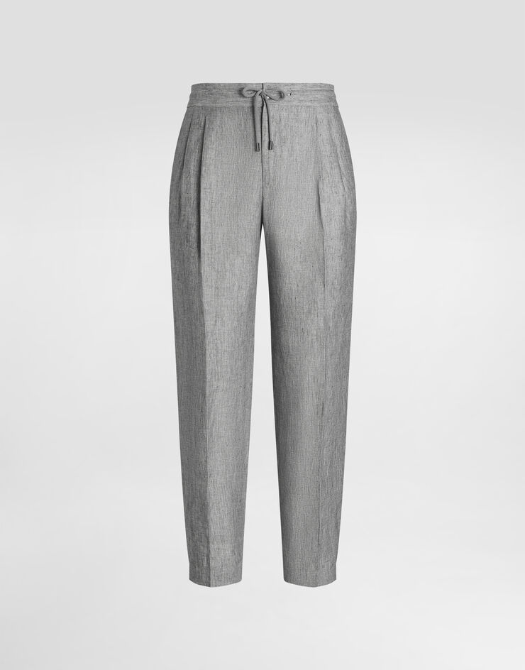 Dolce & Gabbana Hose aus Leinenstoff Délavé Grau GP12PTFU4MF