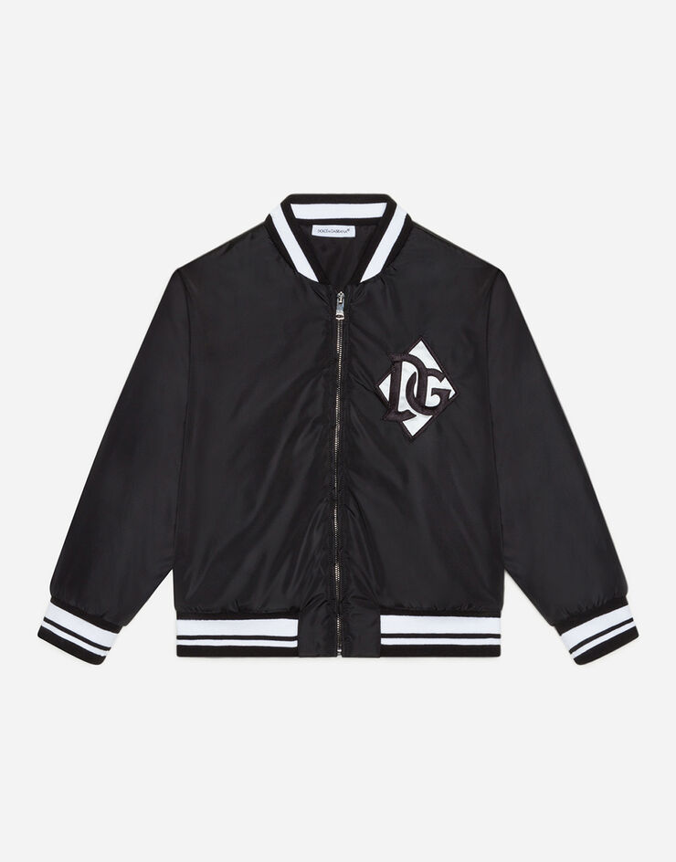 Dolce & Gabbana Nylon bomber jacket with logo patch SCHWARZ L4JBV6G7WBO