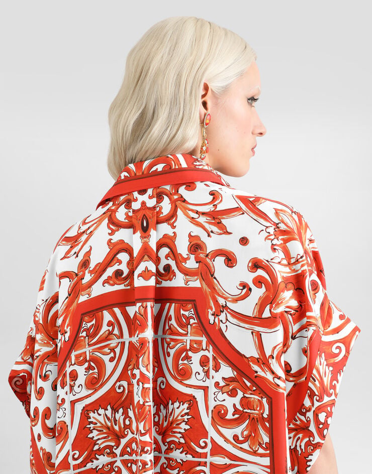 Dolce & Gabbana Majolica-print silk shirt Multicolor F5T52TGDDRE