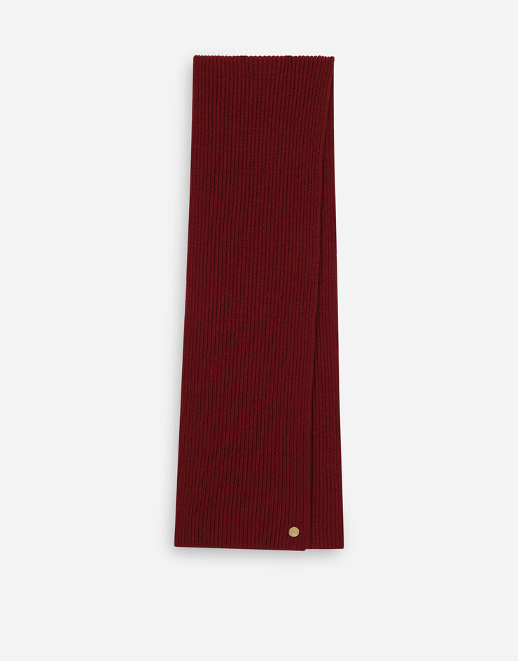Dolce & Gabbana Knit cashmere scarf with DG patch Bordeaux GXK49TJAWM1