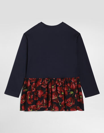 Dolce & Gabbana Vestido en algodón con estampado de amapolas  L5JDAWG7P6Y