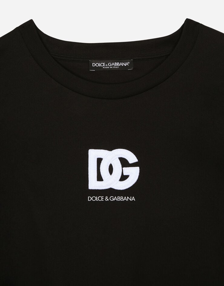 Dolce & Gabbana تيشيرت بأكمام قصيرة ورقعة شعار DG أسود G8PN9ZG7M2F
