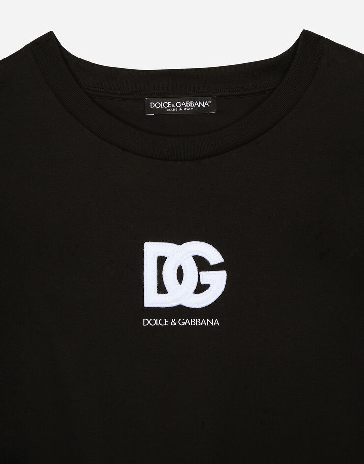 Dolce & Gabbana DG 徽标拼饰短袖 T 恤 黑 G8PN9ZG7M2F