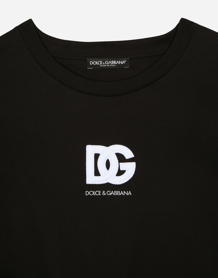 Dolce & Gabbana T-shirt manica corta con patch DG logo Nero G8PN9ZG7M2F