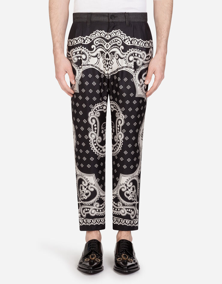 Dolce & Gabbana DENIM PANTS WITH INSERTS IN BANDANA PRINT MULTICOLORED GYK0ADG8BX2