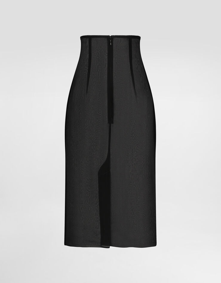 Dolce & Gabbana Jupe mi-longue en voile de mousseline Noir F4BBYTFUAA1