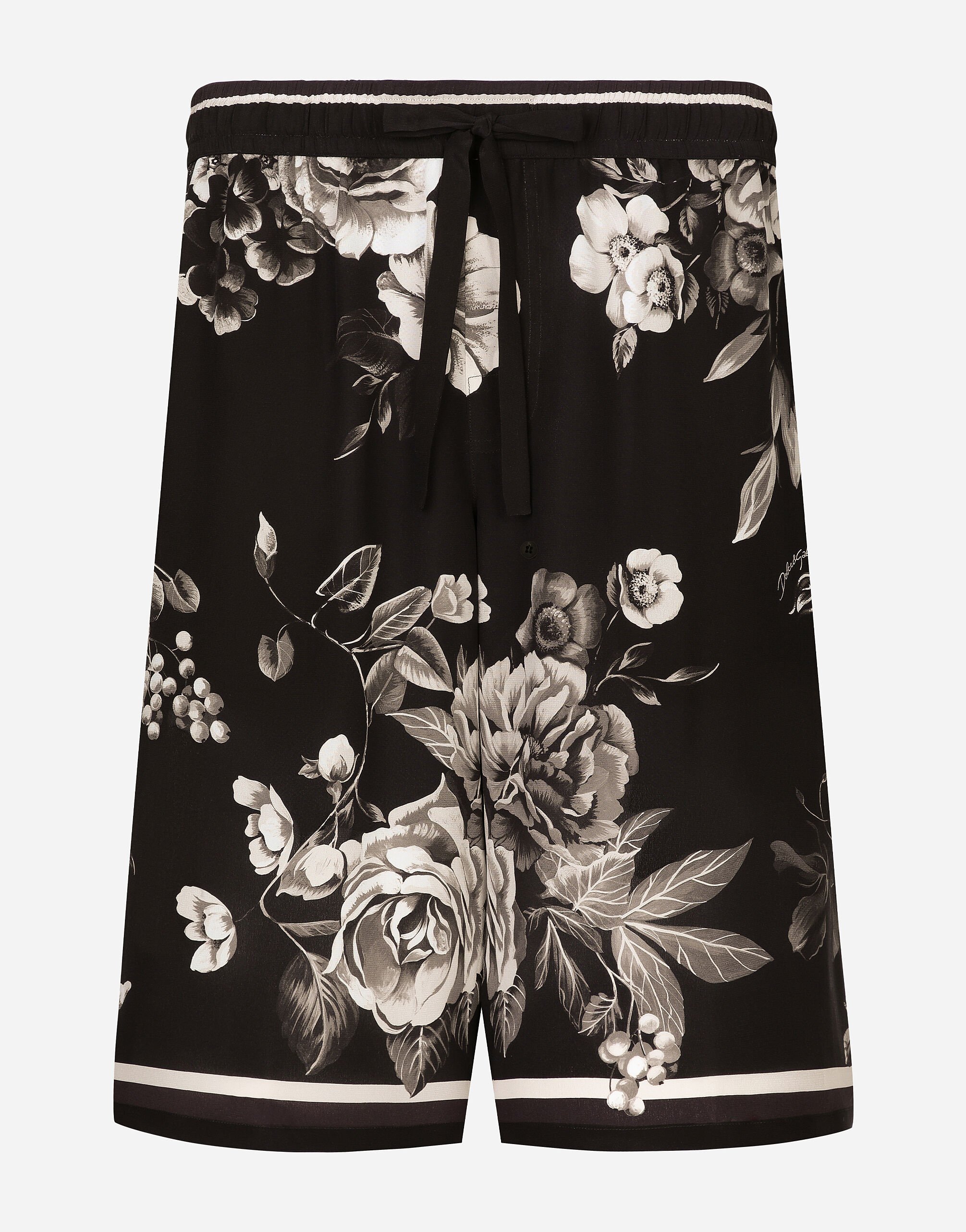 Dolce & Gabbana Floral-print silk jogging shorts Print GW0MATHS5RU