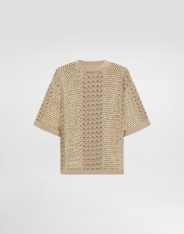 Dolce & Gabbana Round-neck cotton and viscose crochet top Multicolor GXZ64TJFMMS