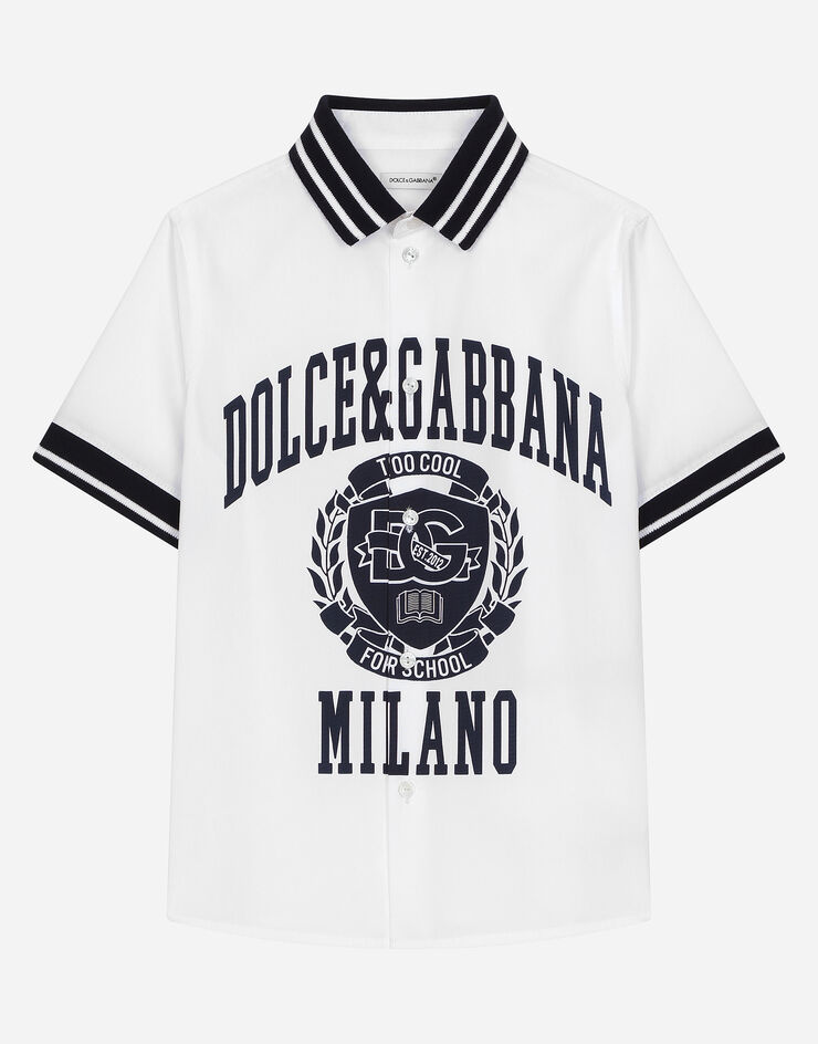 Dolce & Gabbana Polo camicia in popeline con logo Dolce&Gabbana Bianco L43S57G7NML