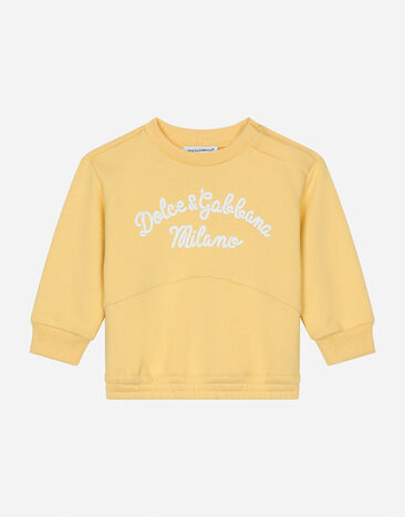 Dolce & Gabbana Rundhals-Sweatshirt aus Jersey mit Dolce&Gabbana-Logo Drucken L23DI5FI5JW