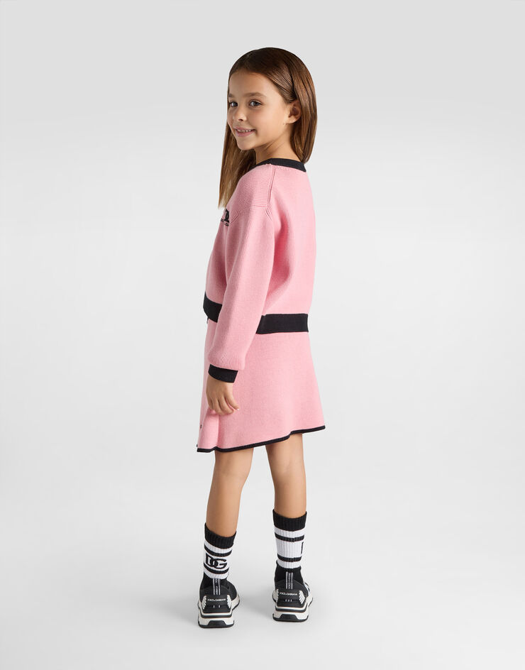 Dolce & Gabbana Plaint-knit pullover with DG logo Pink L5KWK5JFMLL