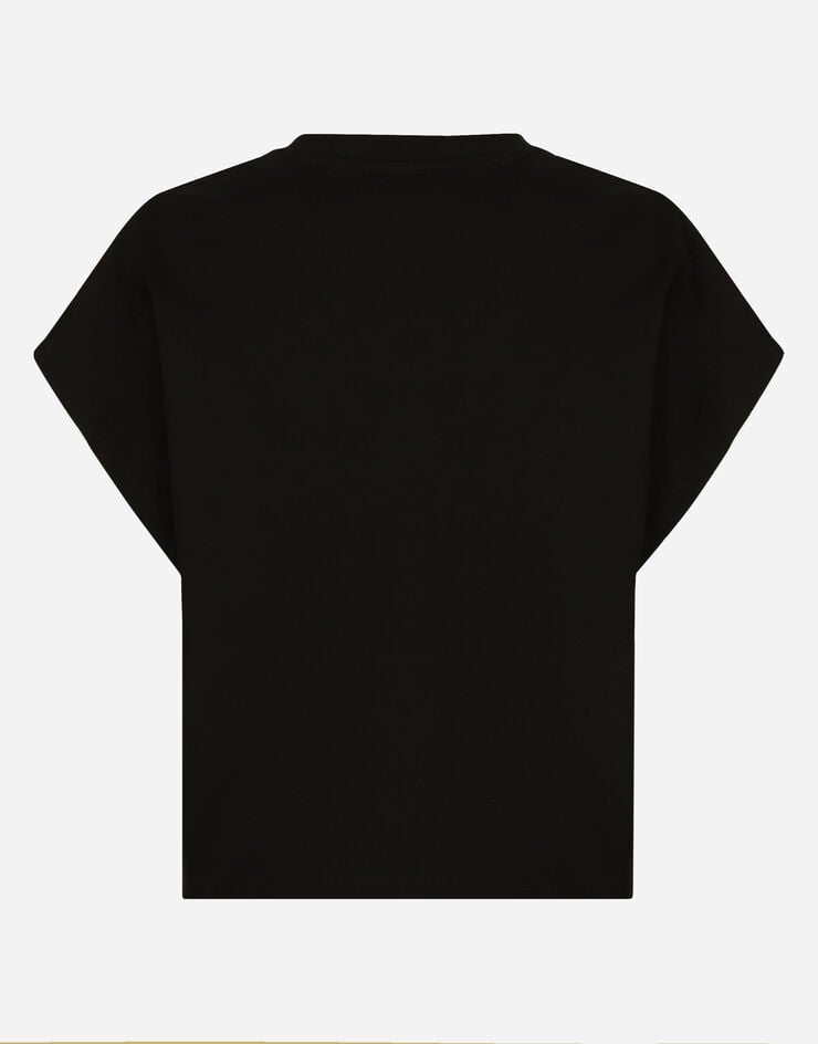 Dolce & Gabbana T-shirt in jersey stampa DG Nero F8Q56ZG7G3E