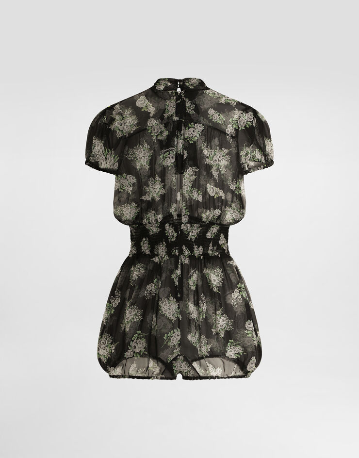 Dolce & Gabbana 점프수트 쉬폰 소재 스몰 플라워 부케 프린트 Multicolor F620ITIS12O