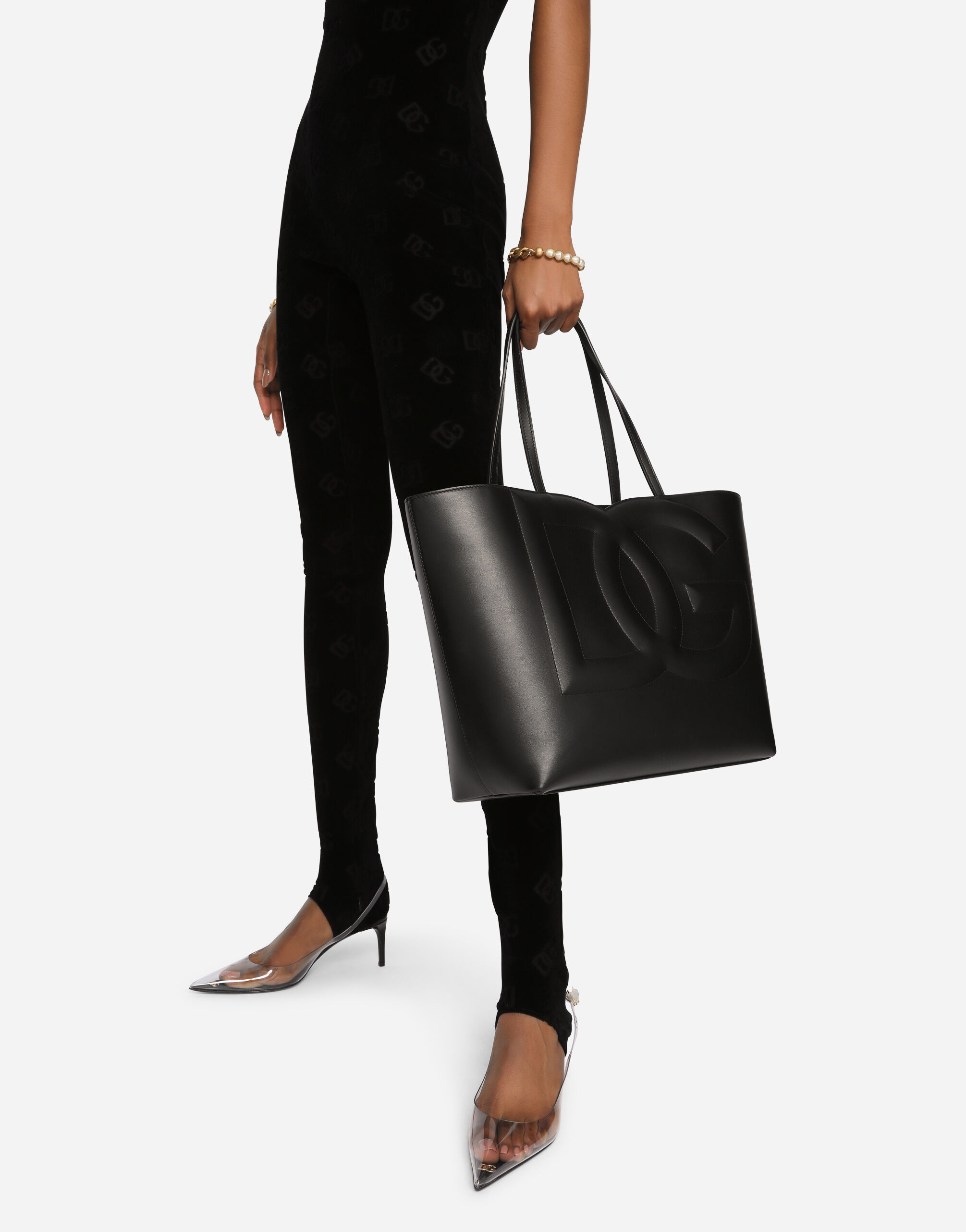Medium calfskin DG Logo Bag shopper in Black for Women Dolce Gabbana US
