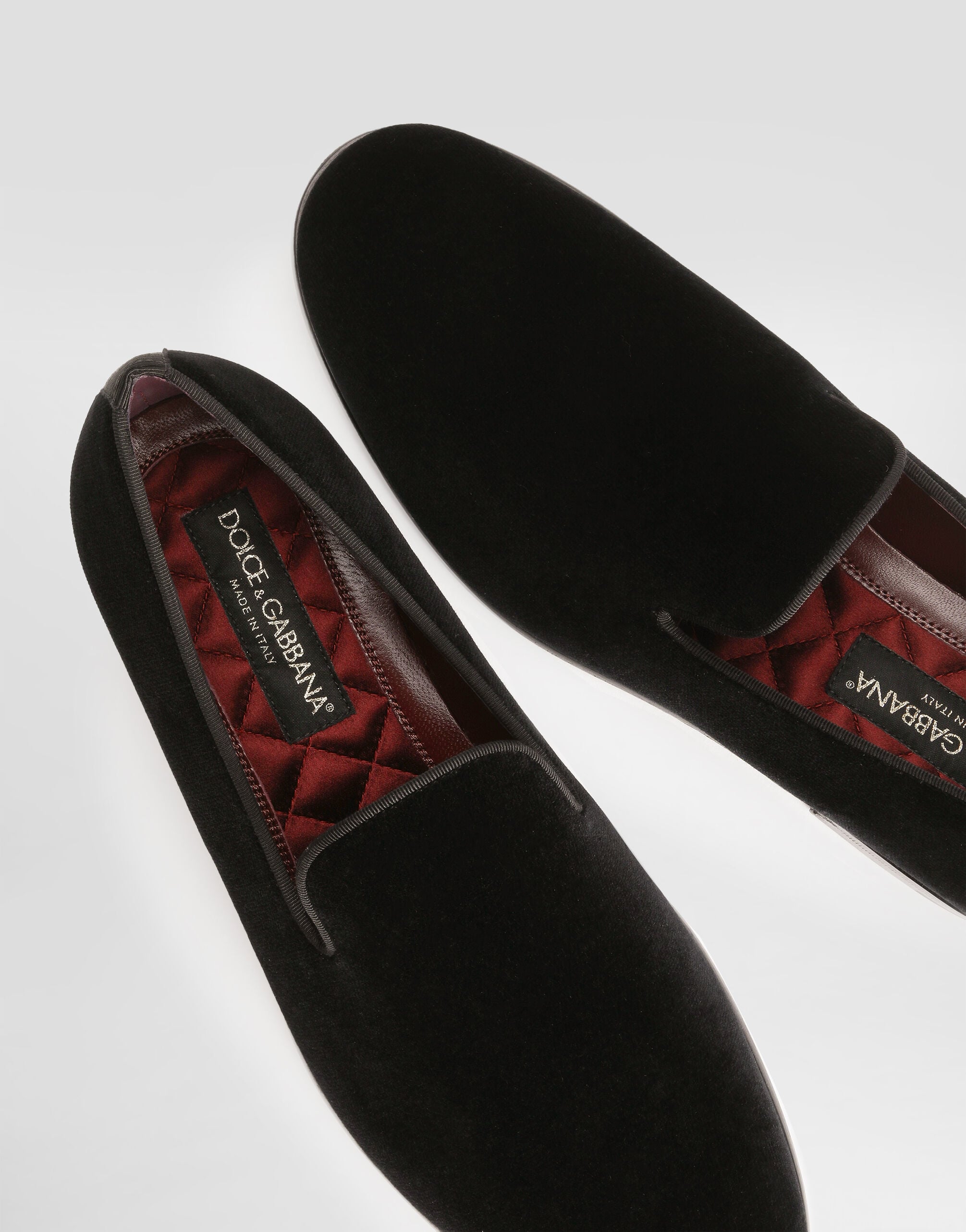 Velvet slippers in Black for Men | Dolce&Gabbana® US