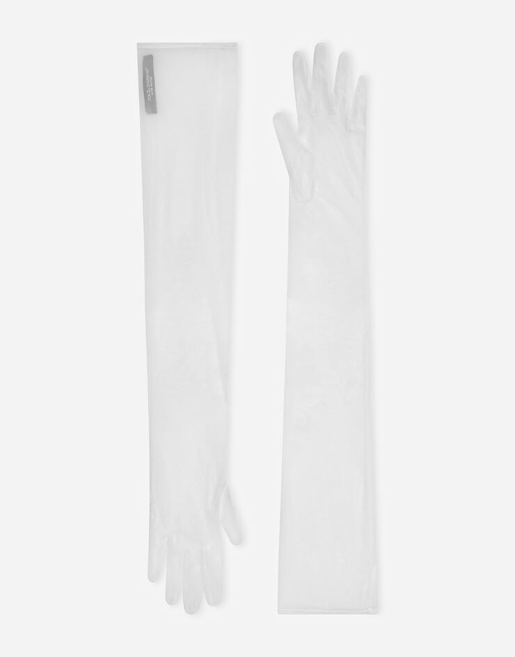 Dolce & Gabbana Lange Handschuhe aus Tüll White FG108AGDCID