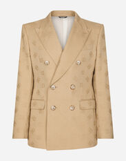 Dolce & Gabbana Tailored double-breasted cotton jacket with jacquard DG details Beige GYZMHTFUBGF
