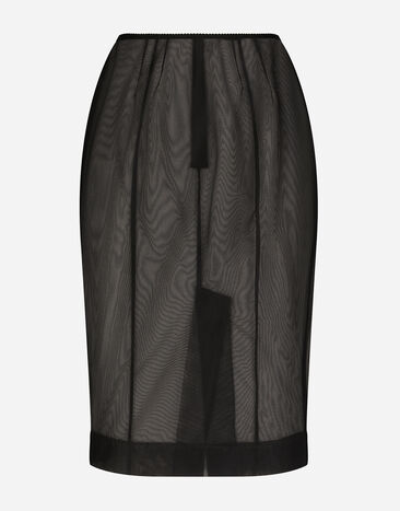 Dolce&Gabbana Gonna midi a tubino in marquisette Black F4CK0TOUADW