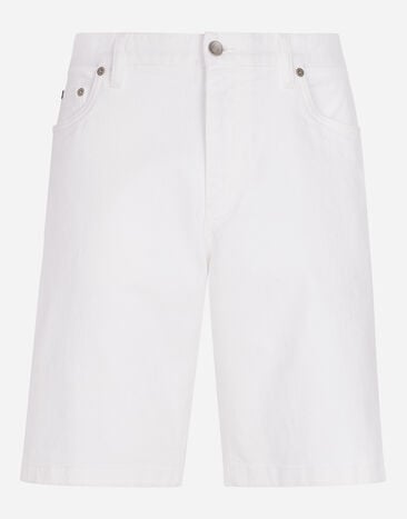 Dolce & Gabbana White stretch denim shorts Multicolor GY07LDG8HD1
