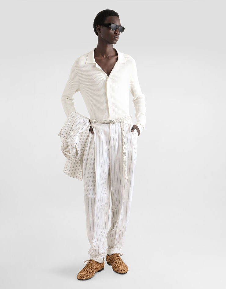 Dolce & Gabbana Pinstripe linen-blend pants with double darts Multicolor GP10DTFR3F0