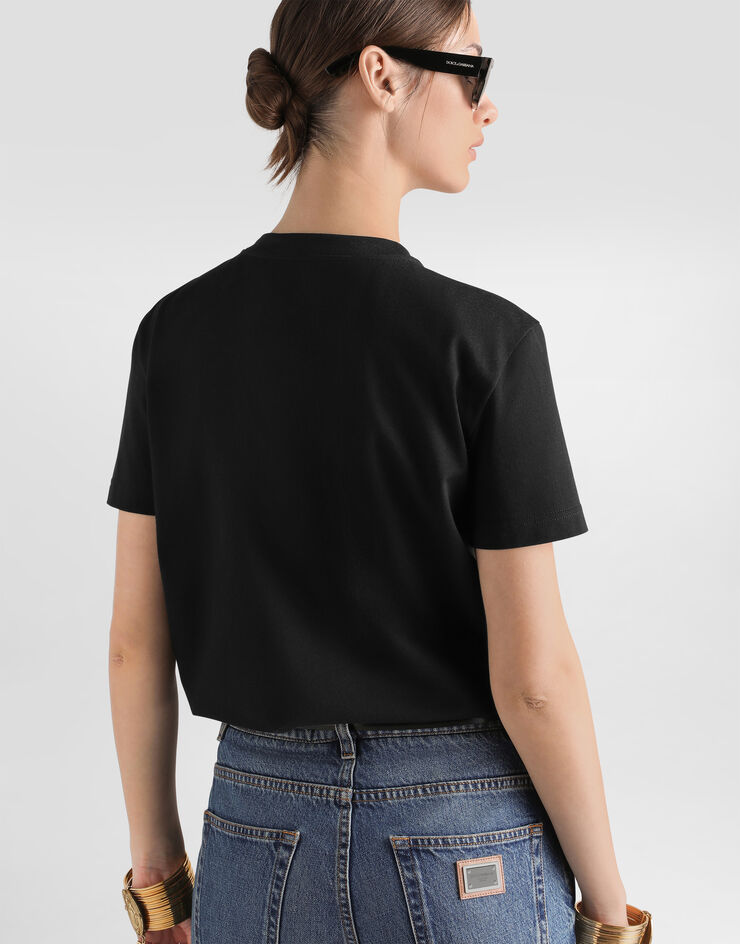 Dolce & Gabbana Cotton t-shirt with embroidery Dolce & Gabbana Cotton t-shirt with embroidery Black F8W54ZGDDXV