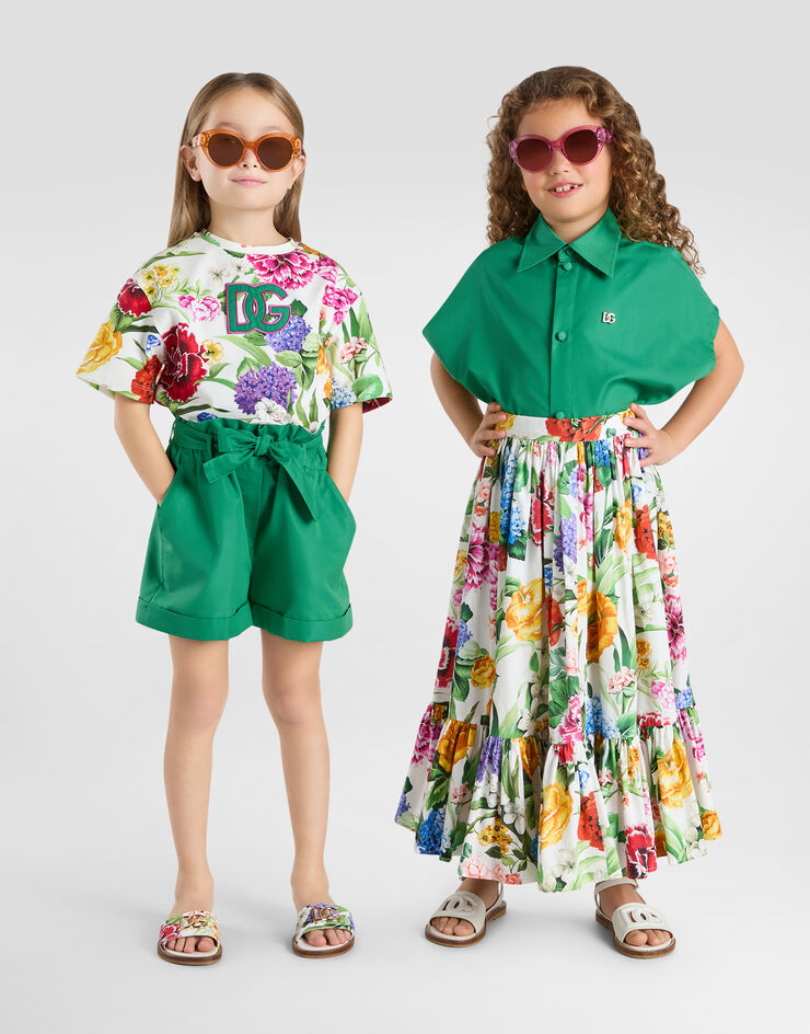 Dolce & Gabbana Short 5 poches en popeline à logo DG Vert L53Q38FUM4G