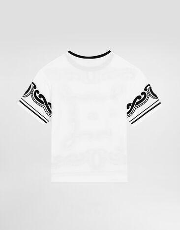 Dolce & Gabbana Bandanna-print jersey T-shirt White L4JTHVG7OK3