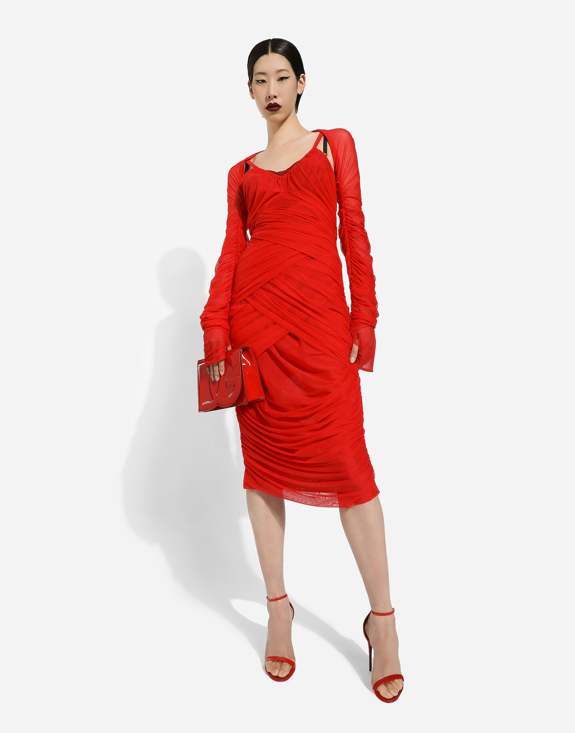 Dolce & Gabbana - Girls Red Leopard Jaquard Logo Dress