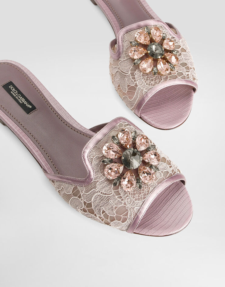 Dolce & Gabbana Lace rainbow slides with brooch detailing Blush CQ0023AG667