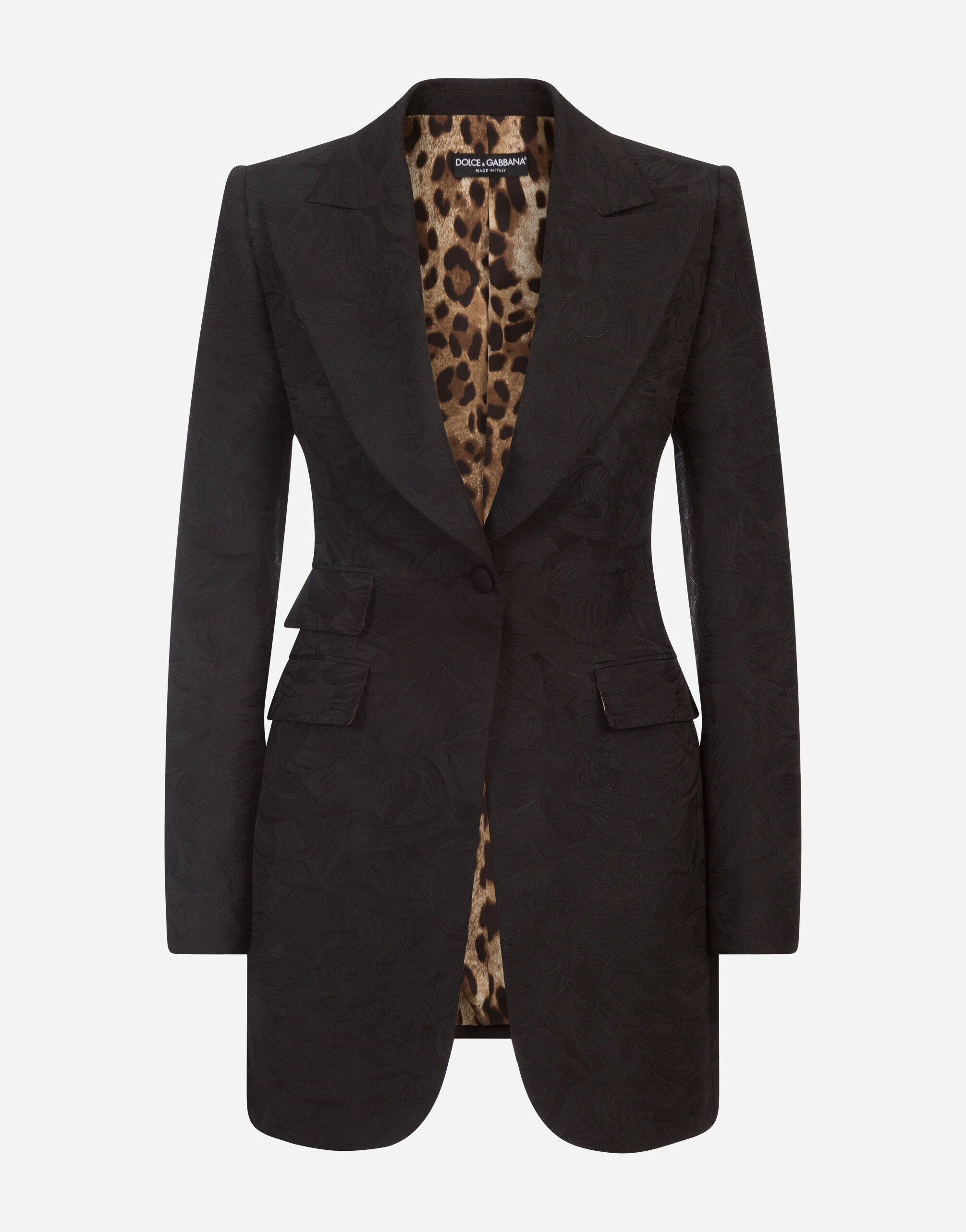 【D&G】シングルブレスト フローラルジャカード ジャケット シングルブレストロングジャケット フローラルジャカード