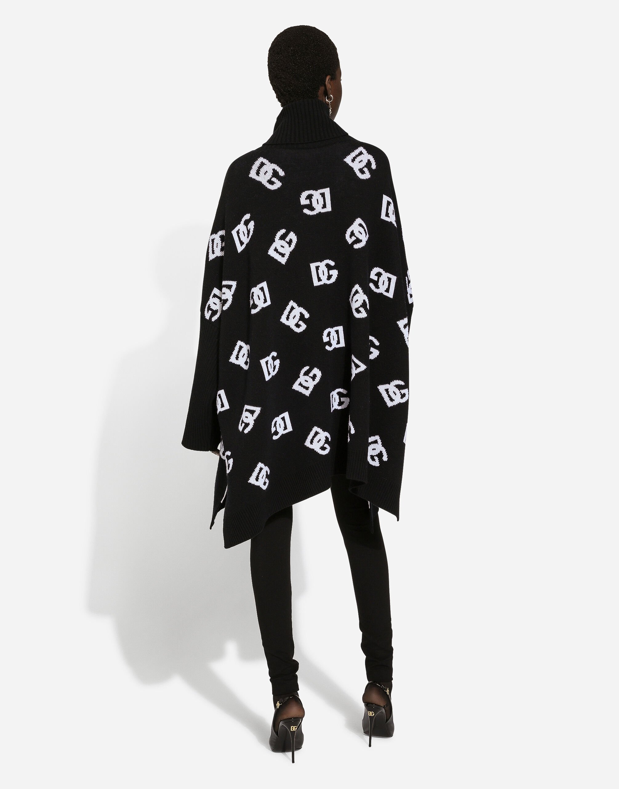 【関税&送料込】Dolce & Gabbana Embroidered Wool Poncho Wool poncho with jacquard DG logo in Print for Women