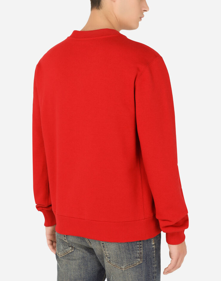 Dolce & Gabbana Jersey sweatshirt with DG embroidery Red G9WI3ZFU7DU