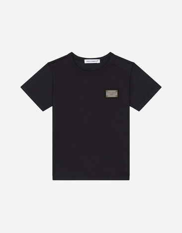 Dolce & Gabbana Camiseta de punto con placa con logotipo Imprima L1JTEYII7EA