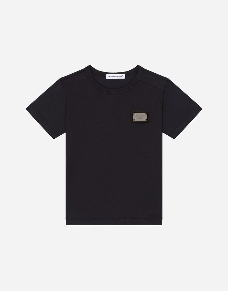 Dolce&Gabbana Camiseta de punto con placa con logotipo Azul L1JT7TG7I2O