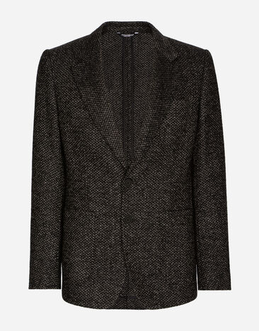 Dolce & Gabbana Stretch alpaca and wool tweed single-breasted jacket Blue G2QS6TGG862