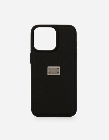 Dolce & Gabbana Dauphine-print calfskin iPhone 15 Pro Max cover Black BP3345A6E48