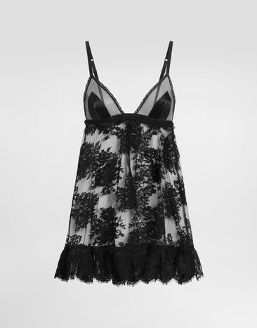 Dolce & Gabbana Charmeuse lace top Black F7AZ9THLMQM