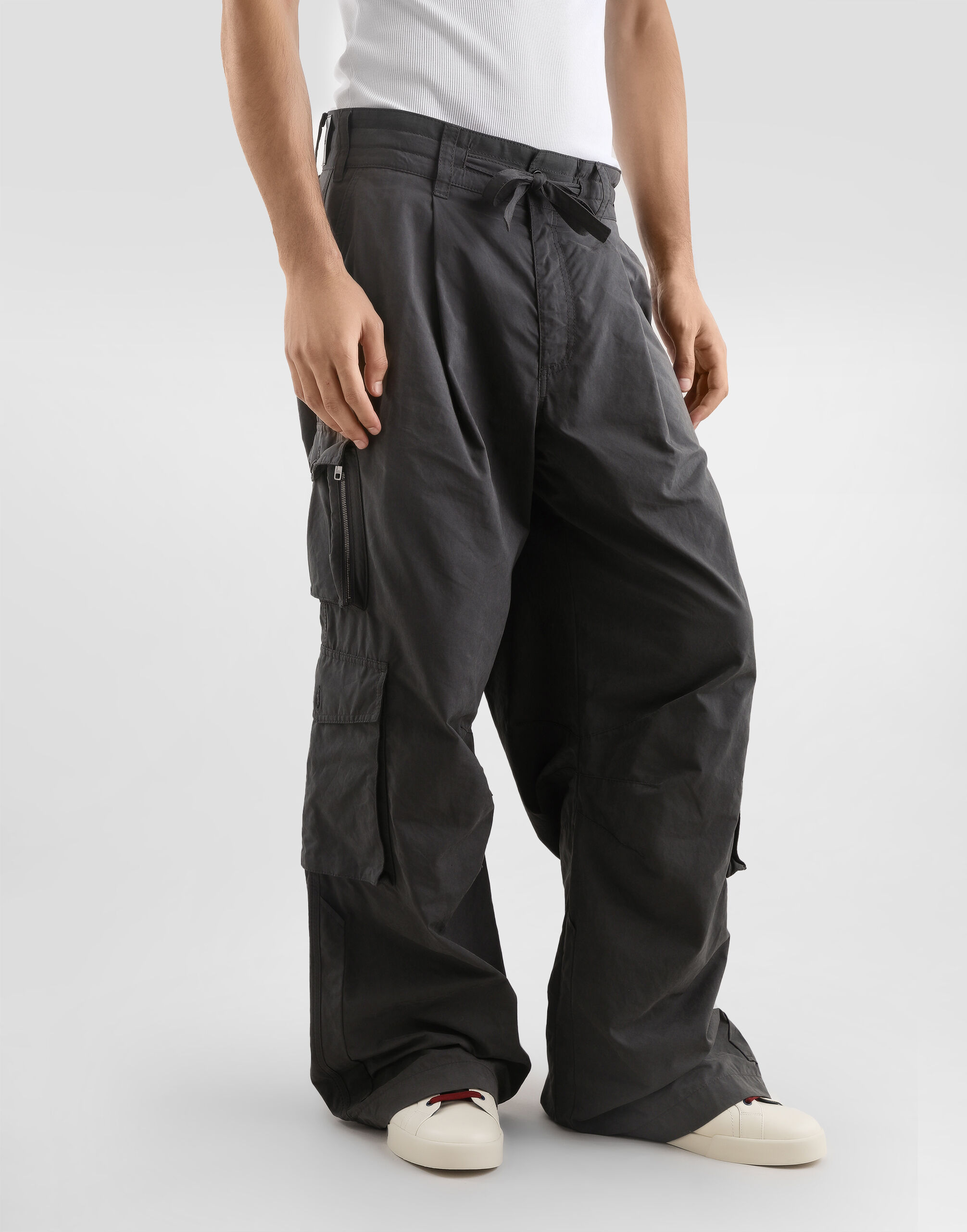Washed fabric trousers in Grey for Men | Dolce&Gabbana®