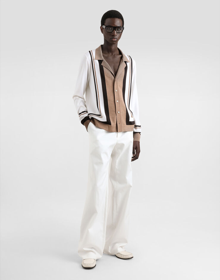 Dolce & Gabbana Wool cardigan with DG embroidery Beige GXV35ZJFMDU