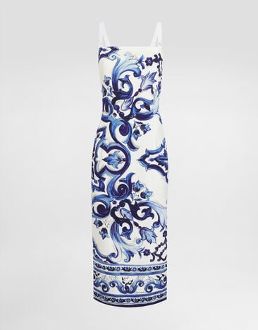 Dolce & Gabbana Vestido de seda con estampado de mayólica Imprima I6KH3WHPAB8