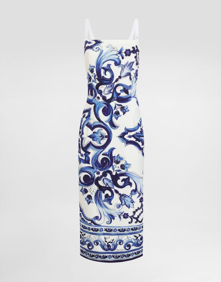 Dolce & Gabbana Vestido de seda con estampado de mayólica Imprima I6KH3WHPAB8