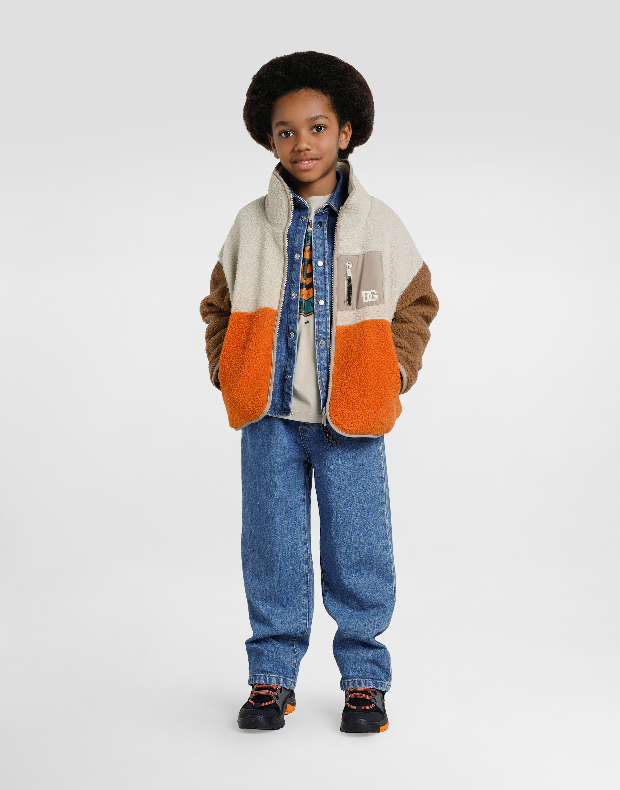 Faux teddy bear jacket in Multicolor for Boys | Dolce&Gabbana® US