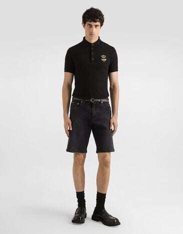 Dolce & Gabbana Polo en piqué de algodón con bordado Blanco G8LZ1ZG7WUR