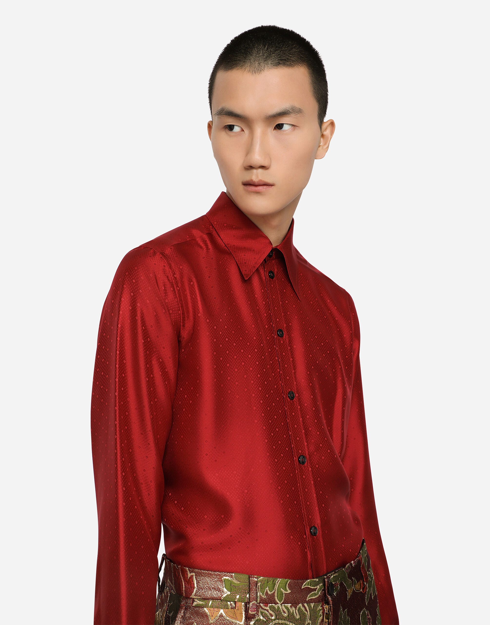 Dolce & Gabbana 総柄シャツ ナポレオン 王冠 MARTINI マルチカラーのメンズ Martini silk jacquard shirt | Dolce&Gabbana®