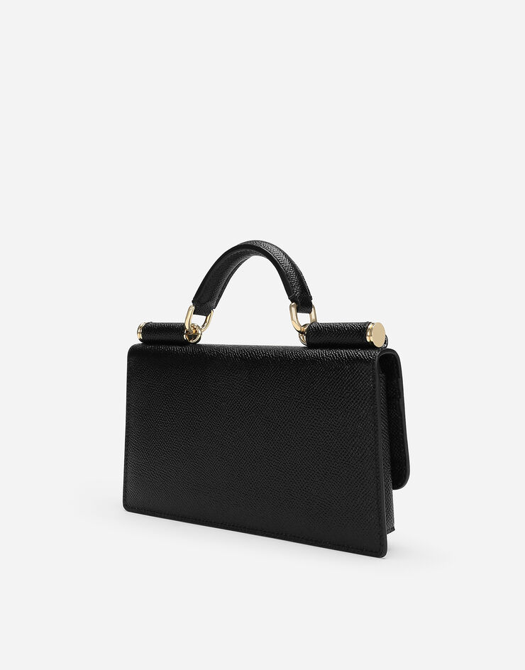 Dolce & Gabbana Minibolso en piel de becerro con estampado Dauphine Negro BI3280A1001