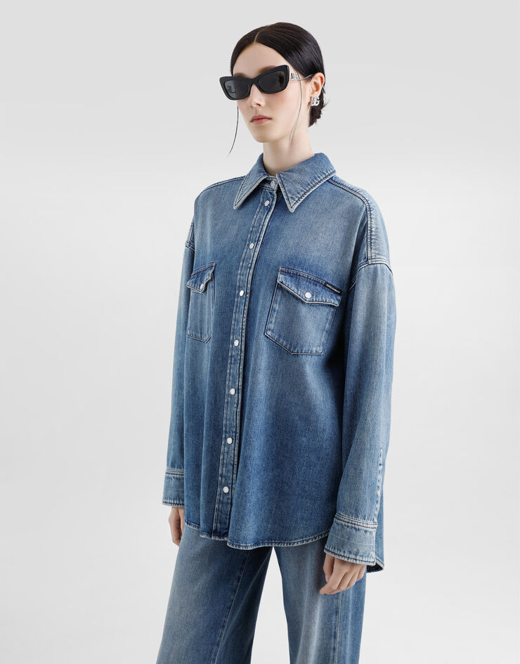 Dolce & Gabbana Oversize denim shirt Multicolor F5T15DG8MM1